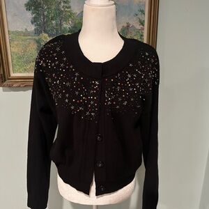 Moth Black Sweater with Colorful Star Embellishments
